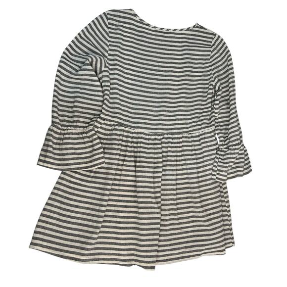 POL Babydoll Gray White Striped Ruffle Flowy Dress 3/4 SLeeves Size Small NWOT - Picture 8 of 8